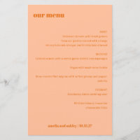 Naranja de paginación simple Menú de casamiento pe