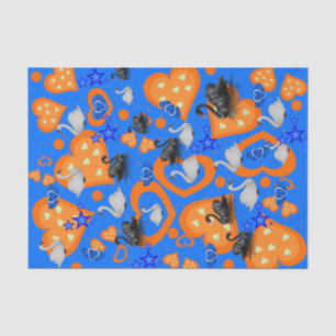 Naranja de papel de tejidos corazón cisnes azul