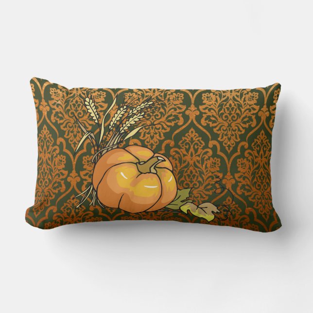Naranja de parche de calabaza y almohada lumbar de (Anverso)