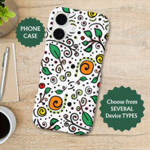 Naranja de patrones de flores Swirl Berry en blanc