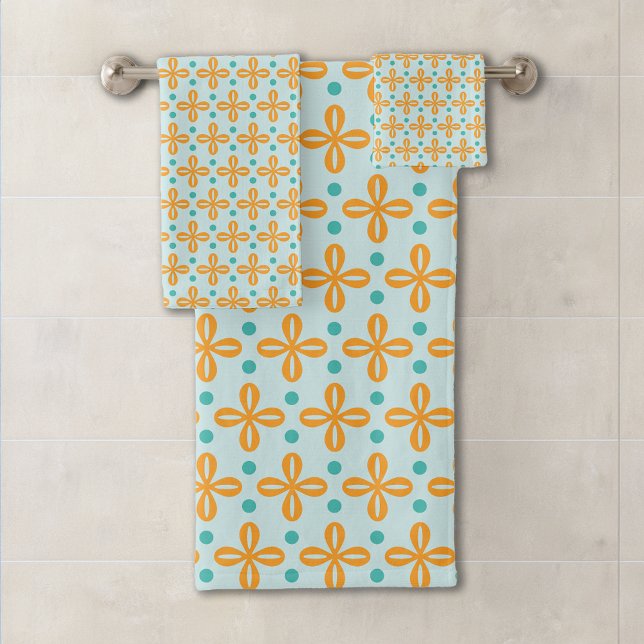 Naranja de patrones geométricos florales, Aqua y V (Subido por el creador)