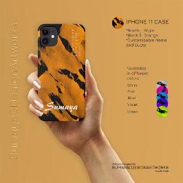 Naranja de pincel negro Funda iPhone 11 | PERSONAL
