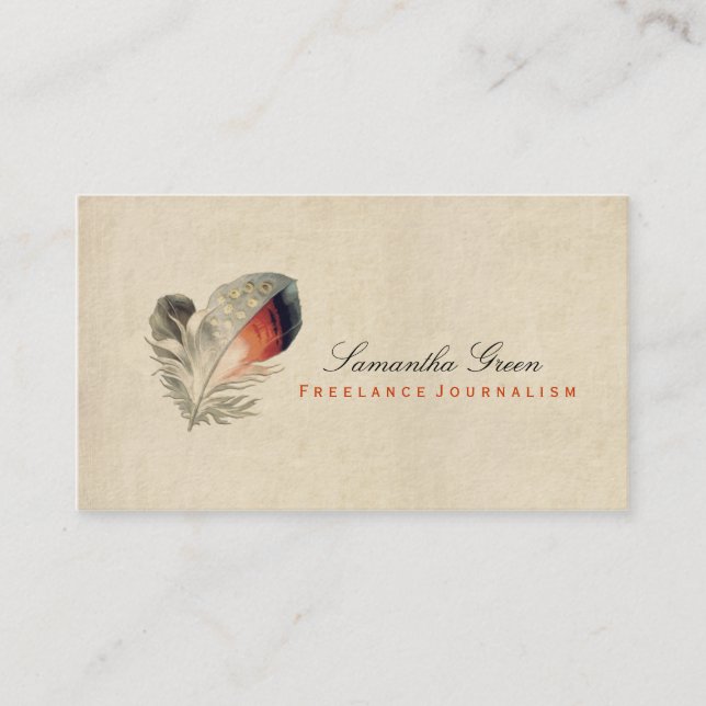 Naranja de plumas de tarjetas personales Vintage c (Anverso)