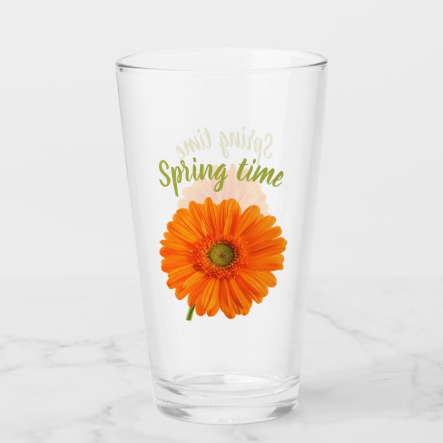 Naranja de primavera de la flor Gerbera foto con t (Anverso)