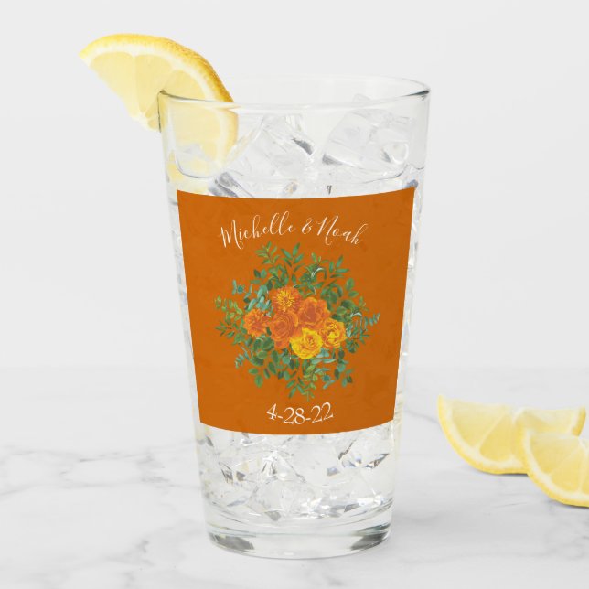 Naranja de roya Boda Vintage Floral (Anverso (hielo))