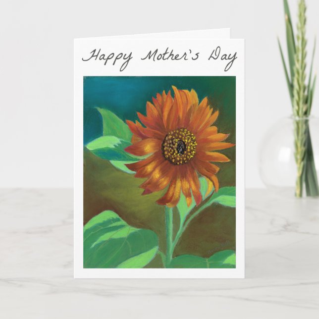 Naranja de tarjeta de Día de la Madre Girasol (Anverso)