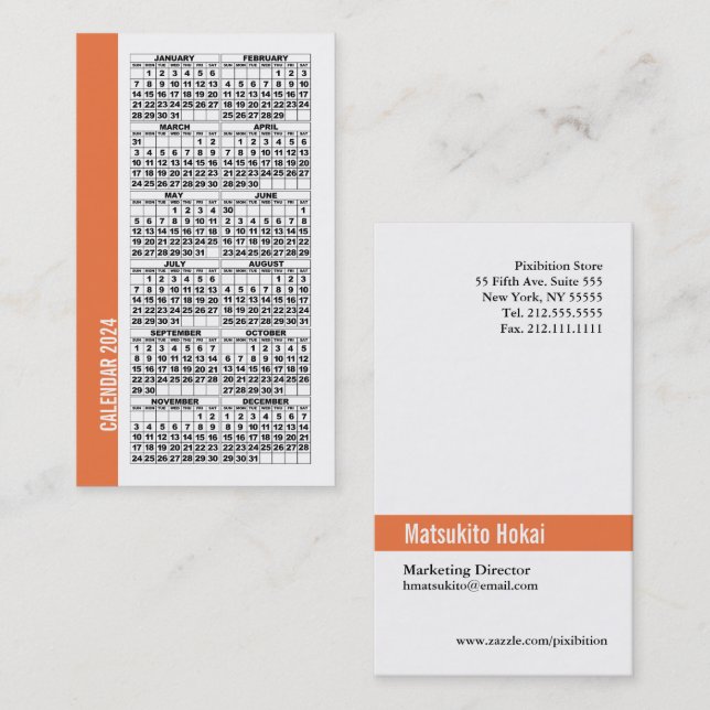 naranja de tarjetas de presentación tamaño billete (Anverso / Reverso)