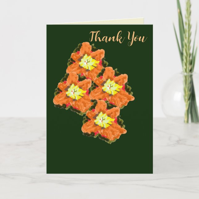 Naranja de tarjetas plegado y flor amarilla (Anverso)