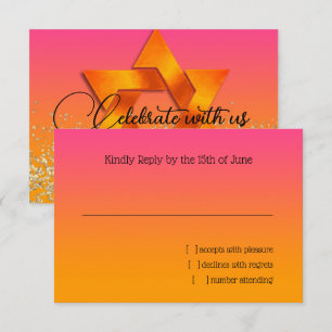 Naranja de tarjetas RSVP a color rosa con estrella
