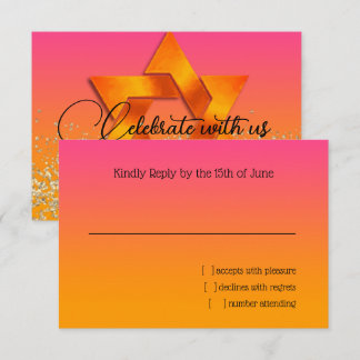 Naranja de tarjetas RSVP a color rosa con estrella
