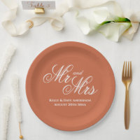 Naranja de terracota personalizado de papel plato 
