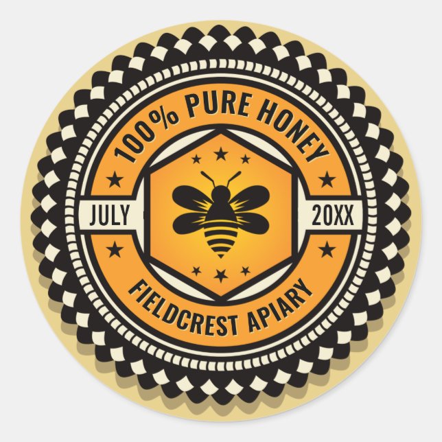 Naranja de vieiras de Hexagon Pegatinas de Black H (Anverso)