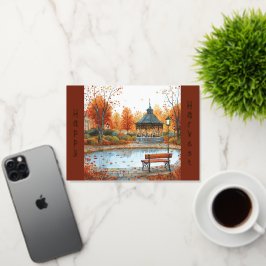 Naranja de Vintage Ilustracion Autumn Gazebo Bench