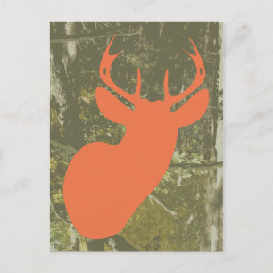 Naranja Deer + Camo Invitación postal de cumpleaño