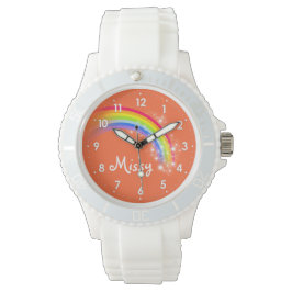 Naranja del arcoiris brillante nombre reloj de pul