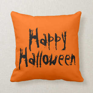 Naranja del feliz Halloween y almohada del negro