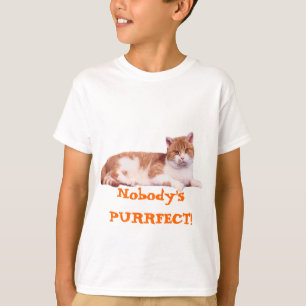 Naranja del gato y camiseta de los niños del