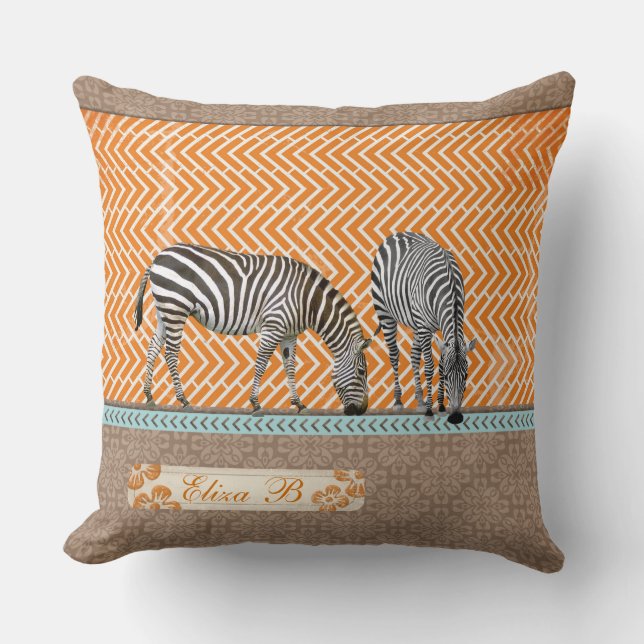 Naranja del moreno de las cebras de África y Cojín (Anverso)