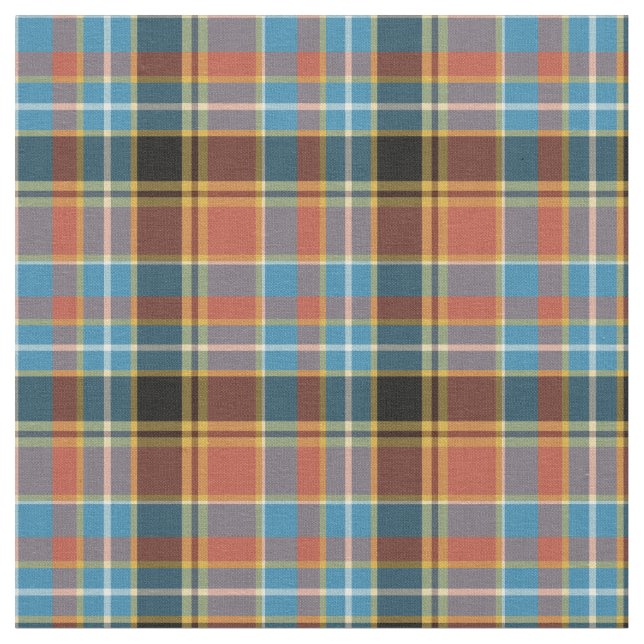 Naranja del vintage y tela escocesa azules claros, (De cerca)