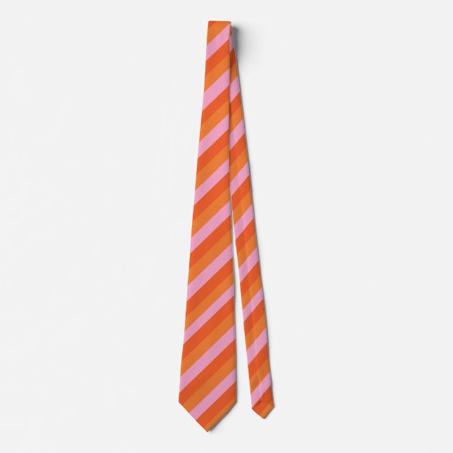 Naranja diagonal retro y corbata rayada rosada (Anverso)
