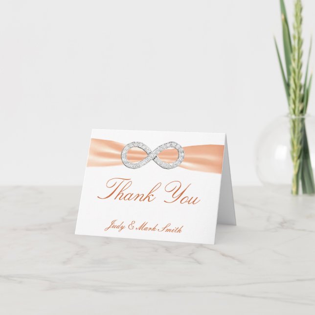 Naranja Diamond Infinity Boda Gracias Tarjeta (Anverso)