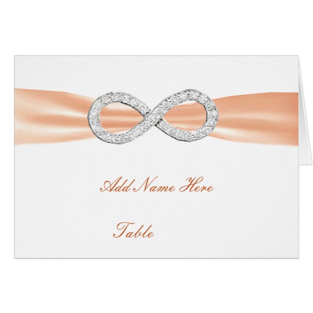 Naranja Diamond Infinity Boda Tabla Place Card (Anverso (Horizontal))