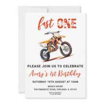 Naranja Dirt Bike Invitación de cumpleaños