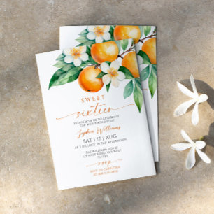 Naranja Dulce Floral 16 Invitación de cumpleaños