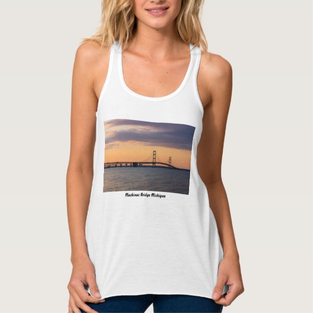 Naranja Dusk Mackinac Bridge Tank Top (Anverso)