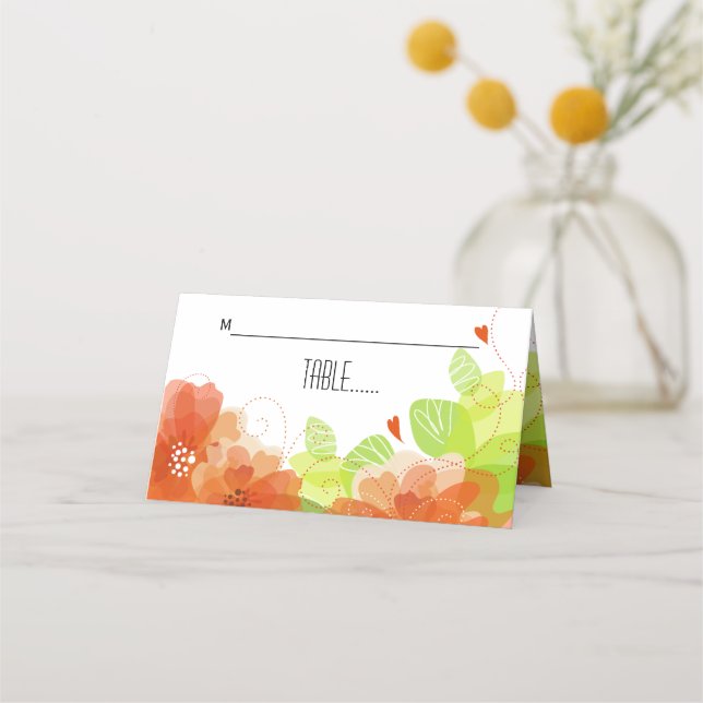 Naranja eetéreo flores boda floral tarjeta de esco (Anverso)