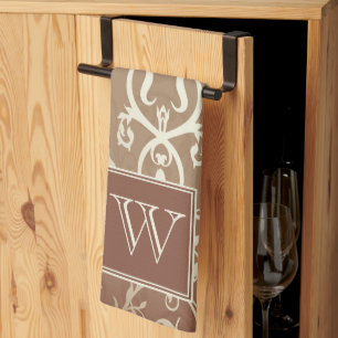 Naranja Elegant Flourish Monograma Toalla