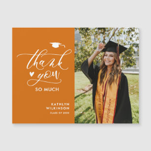 Naranja Elegant Script Simple Graduación Gracias