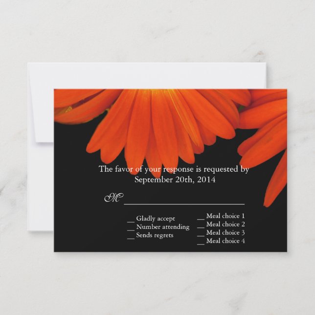 naranja elegante gerbera daisy flores RSVP (Anverso)