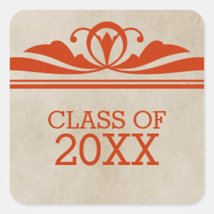 Naranja Elegante Pegatinas de Graduación Deco