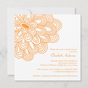 Naranja en flor audaz e invitación a ducha de novi