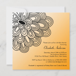 Naranja en flor audaz y invitación a ducha de novi