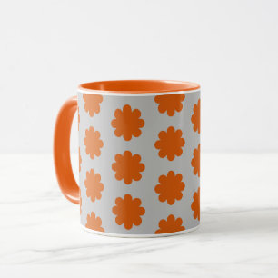 Naranja en la Copa de Arte de Flores Retro Gris