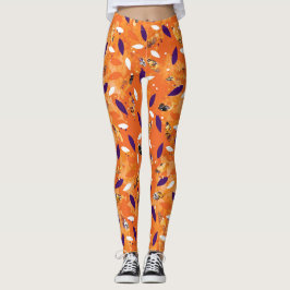 Naranja Feather Halloween Leggings