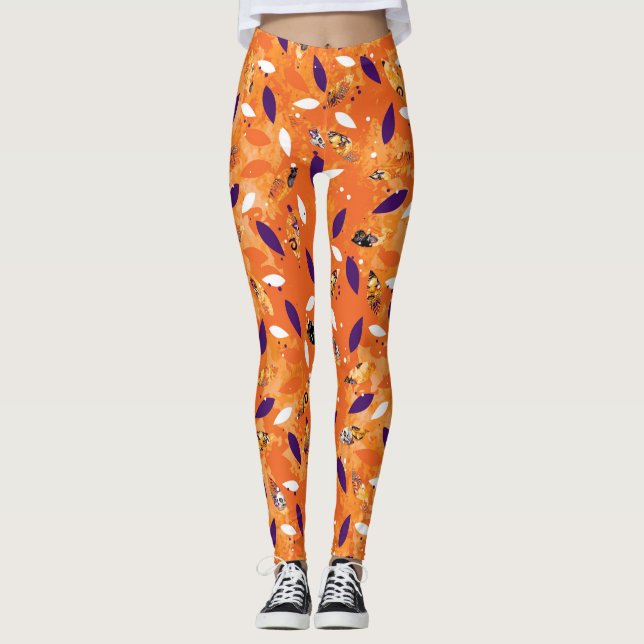 Naranja Feather Halloween Leggings (Anverso)