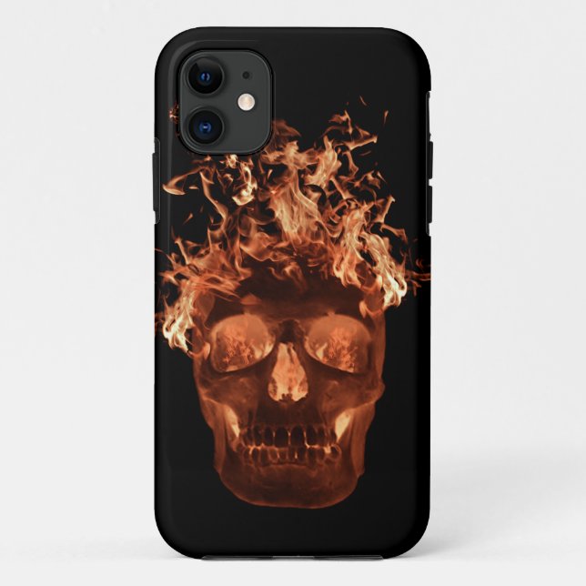 Naranja Flame Skull iPhone 5G Funda (Reverso)