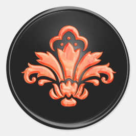 Naranja Fleur de Lis sobre Sello para sobres negro