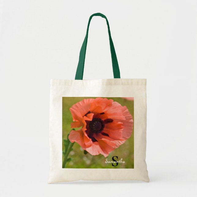 Naranja Flor de amapola Bolsa de tote (Frente)
