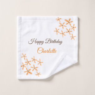Naranja flor marrón feliz cumpleaños agregar nombr