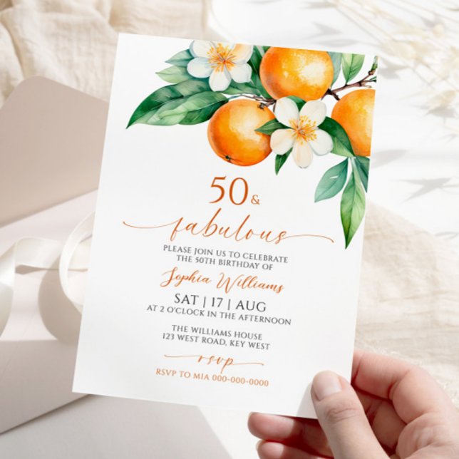 Naranja Floral 50 y fabulosa invitación al cumplea (Subido por el creador)