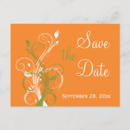 Naranja Floral blanca verde salva la tarjeta posta