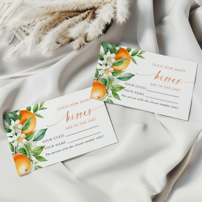 Naranja Floral Cuántas Besos Ducha Tarjeta de jueg (Subido por el creador)
