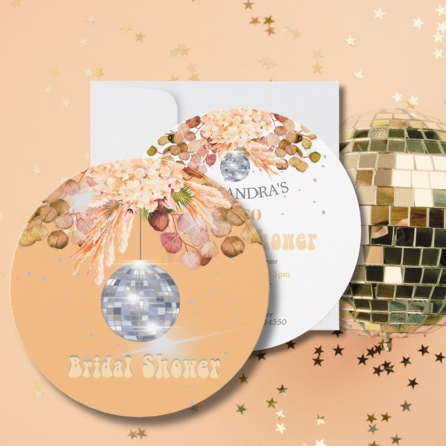 Naranja floral Disco Ball Bridal Shower Invitación (Subido por el creador)