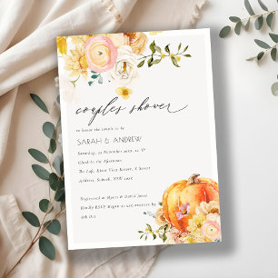 Naranja floral Invitación a duchas de las parejas