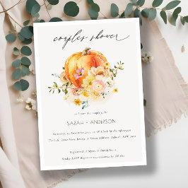 Naranja floral Invitación a duchas de las parejas