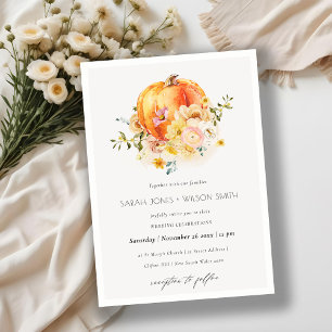 Naranja floral Invitación a la boda de la calabaza